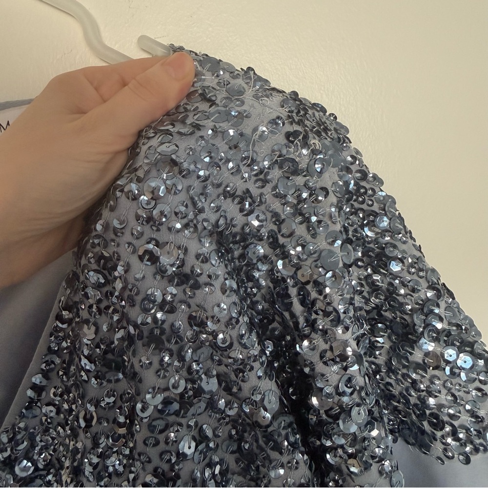 Mac Duggal Sequin Short Sleeve Wrap Over Cocktail Dress Style 10766 - Picture 6 of 9